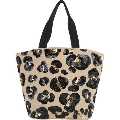 Mina Victory Leopard Print Beige Beach Tote Bag | Target