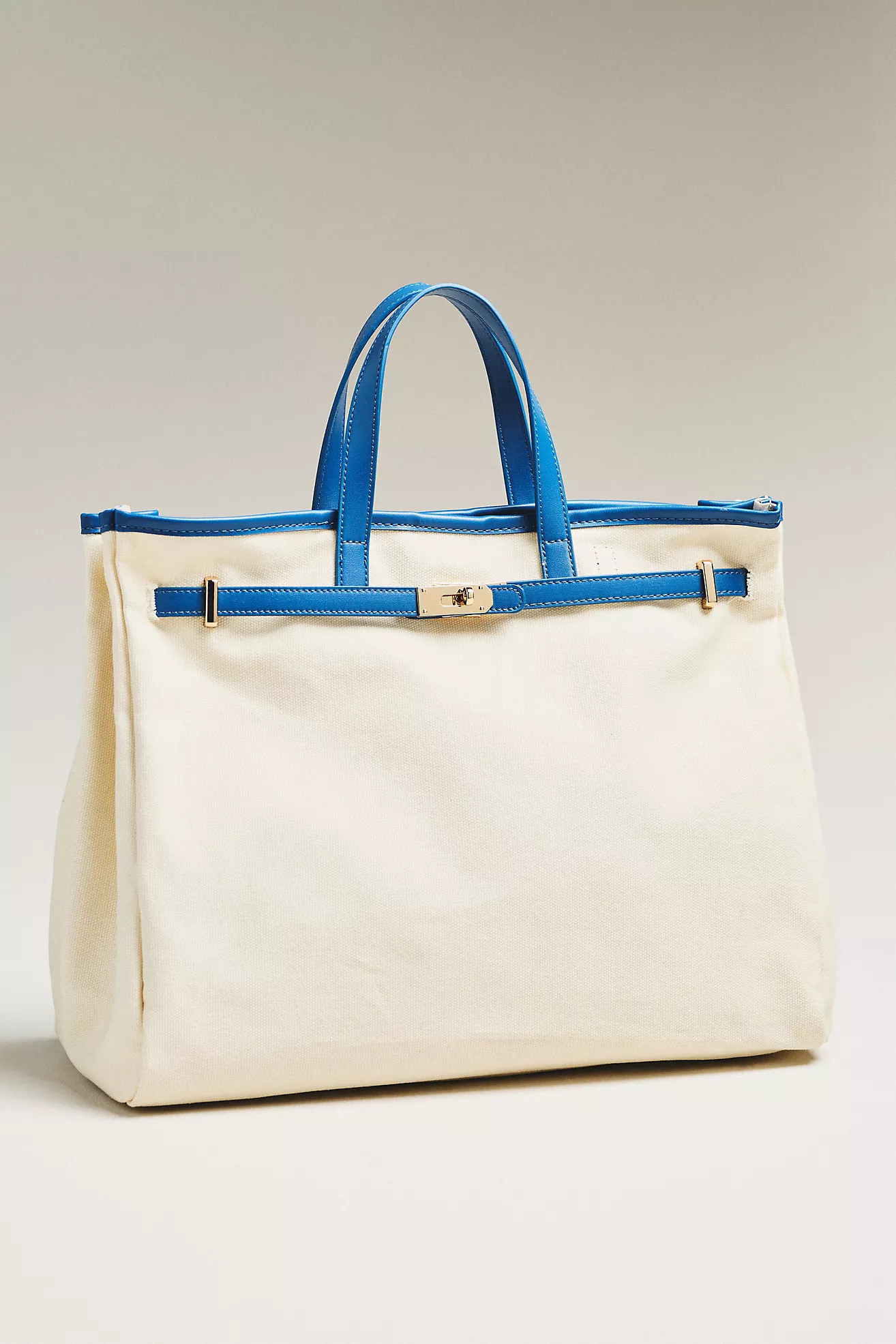 Faux Leather Trim Belted Canvas Tote | Anthropologie (US)