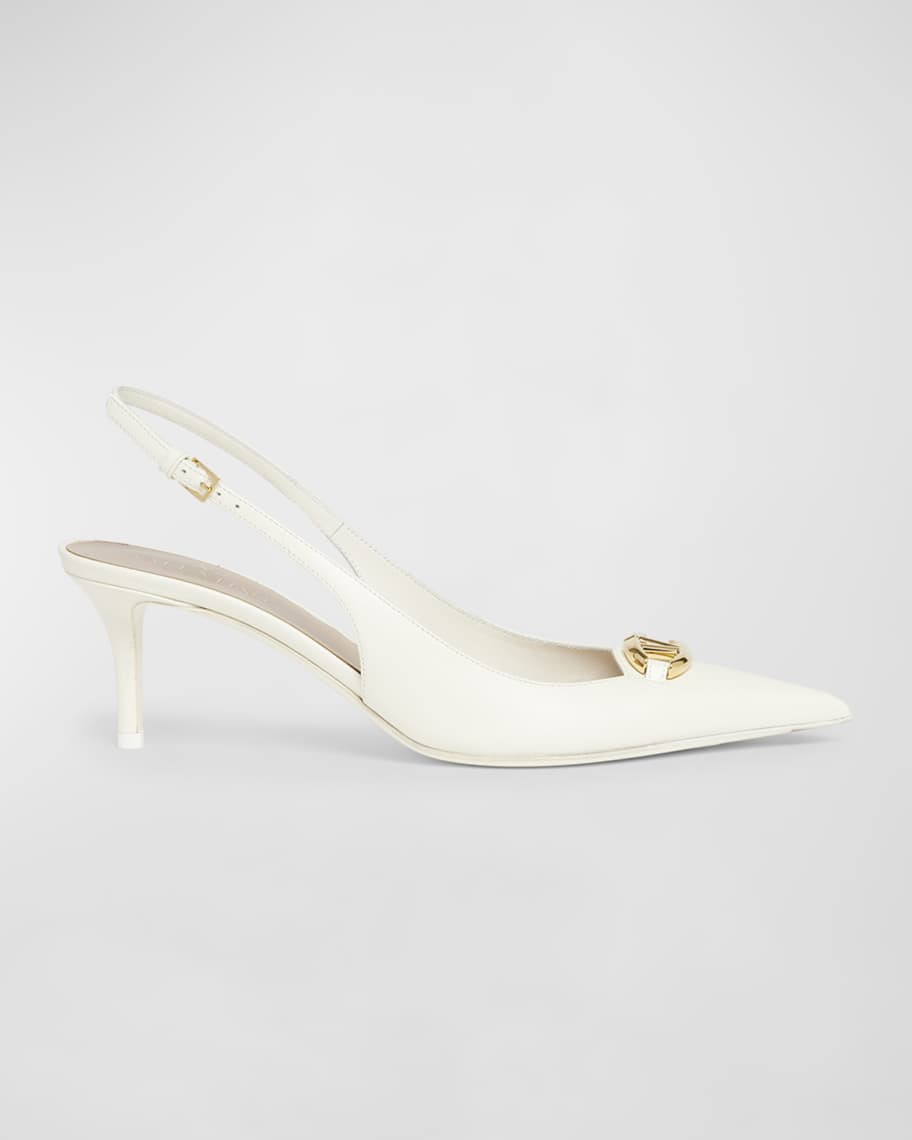 Valentino Garavani VLogo Medallion Leather Slingback Pumps | Neiman Marcus