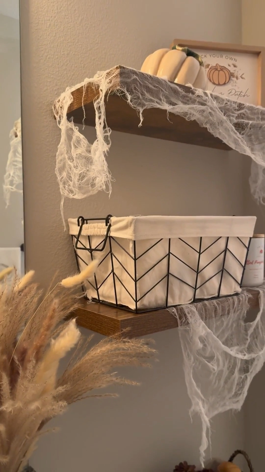 Just a touch of spooky to the guest bath 🕸️✨ instant Halloween vibes 👻 #SpookySeason #HalloweenDecor