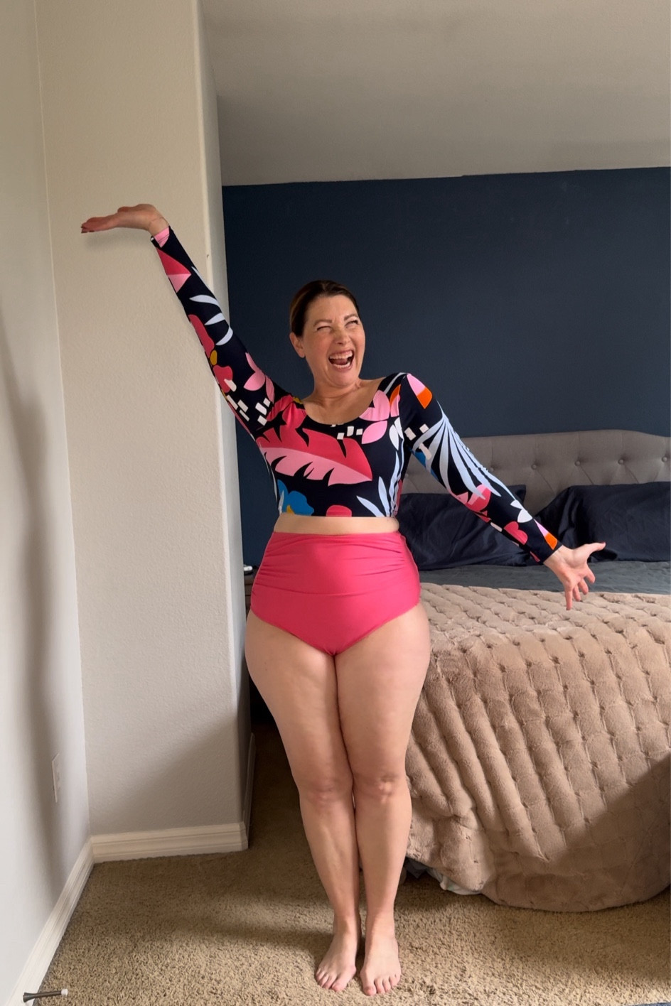 Nothing like a great long sleeved bathing suit to protect you from the sun! 

Size medium top
Size large bottom 
Use CARLY to get 20% off 

#LTKmidsize #LTKSeasonal #LTKswim