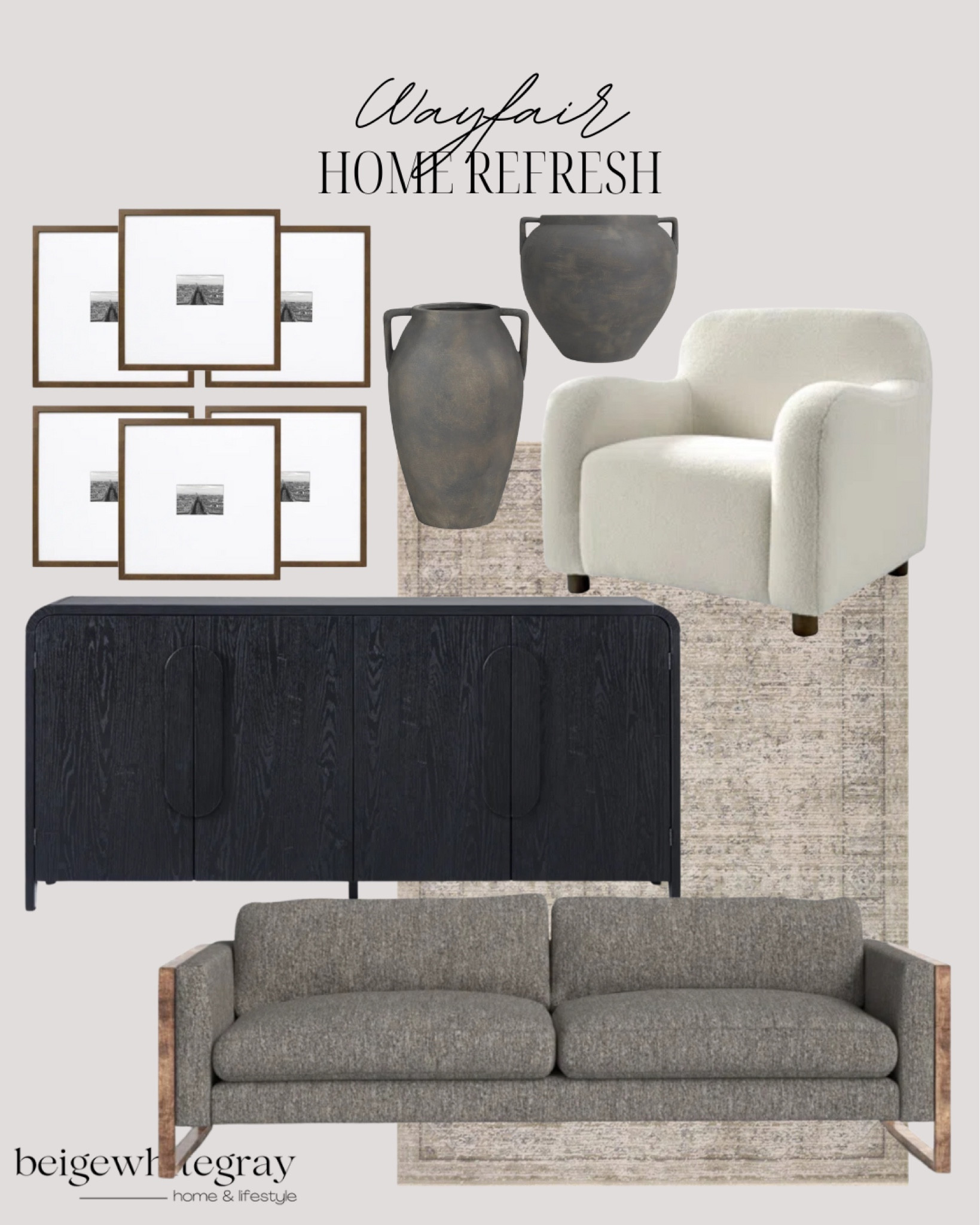 Refresh your home with Wayfair!! Furniture and decor I’m loving. Modern organic with a midday twist. Gallery wall frames and stunning rustic vases 

#LTKStyleTip #LTKHome