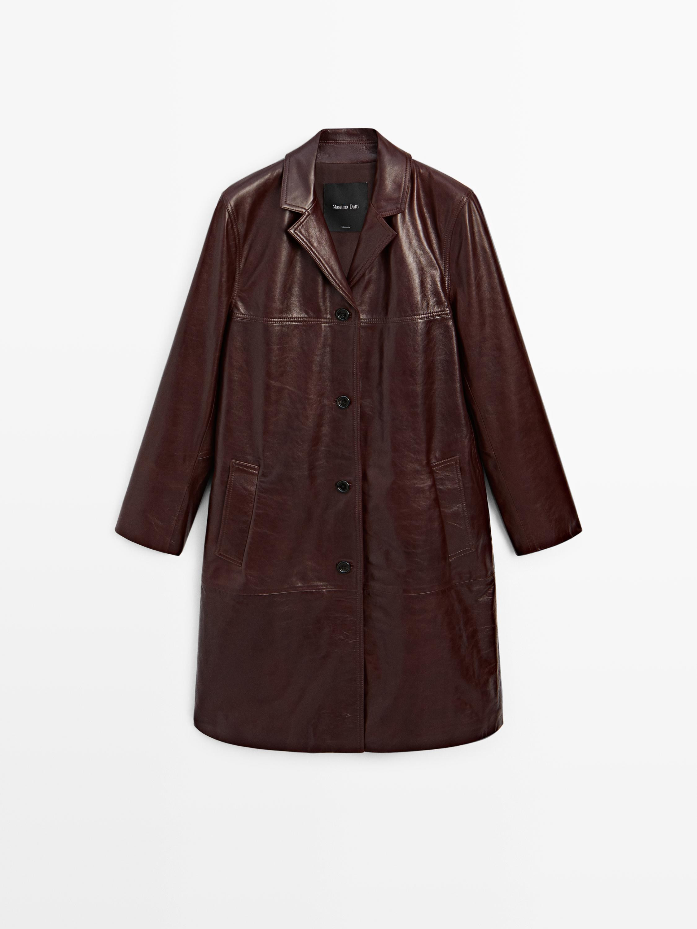 Long nappa leather coat | Massimo Dutti UK