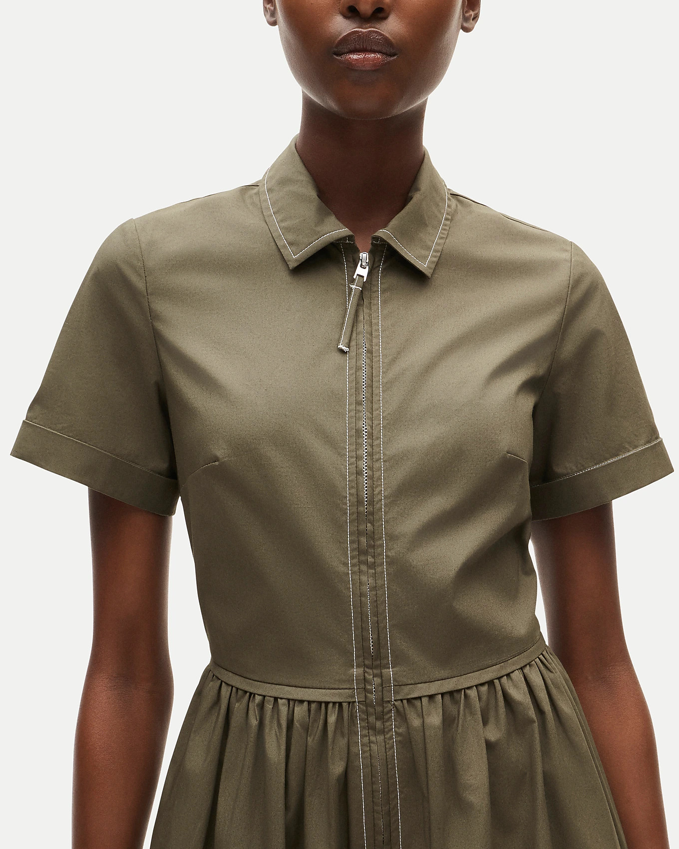 Mini zip-up shirt-dress in cotton poplin | J. Crew US
