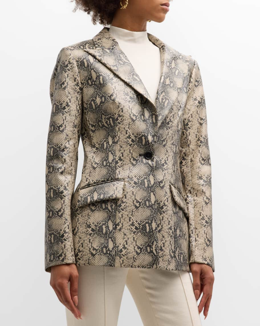SIMKHAI Afia Snake-Print Single-Breasted Blazer | Neiman Marcus