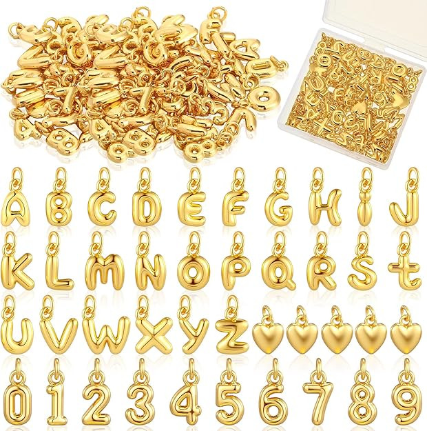 Tondiamo Gold Bubbled Charm for Jewelry Making Gold Letter Charm A- Z Alphabet Pendant Letters 3D... | Amazon (US)