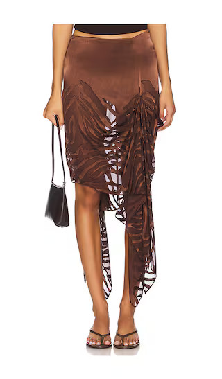 The Amren Midi Skirt in Brown Burnout | Revolve Clothing (Global)