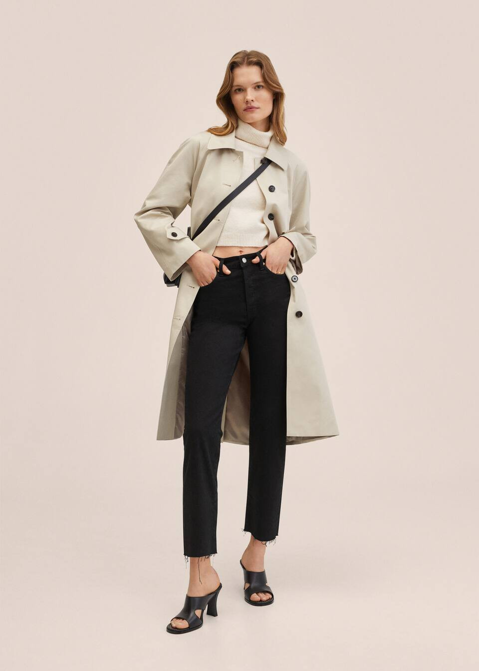 High-waist cropped straight jeans -  Women | Mango United Kingdom | MANGO (UK)