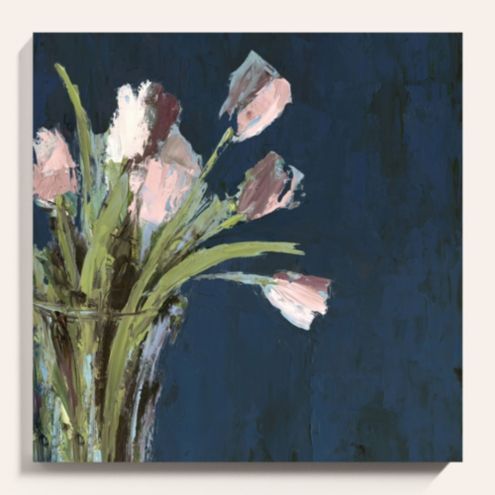 Tulips On Blue Floral Stretched Canvas Art Print | Ballard Designs, Inc.