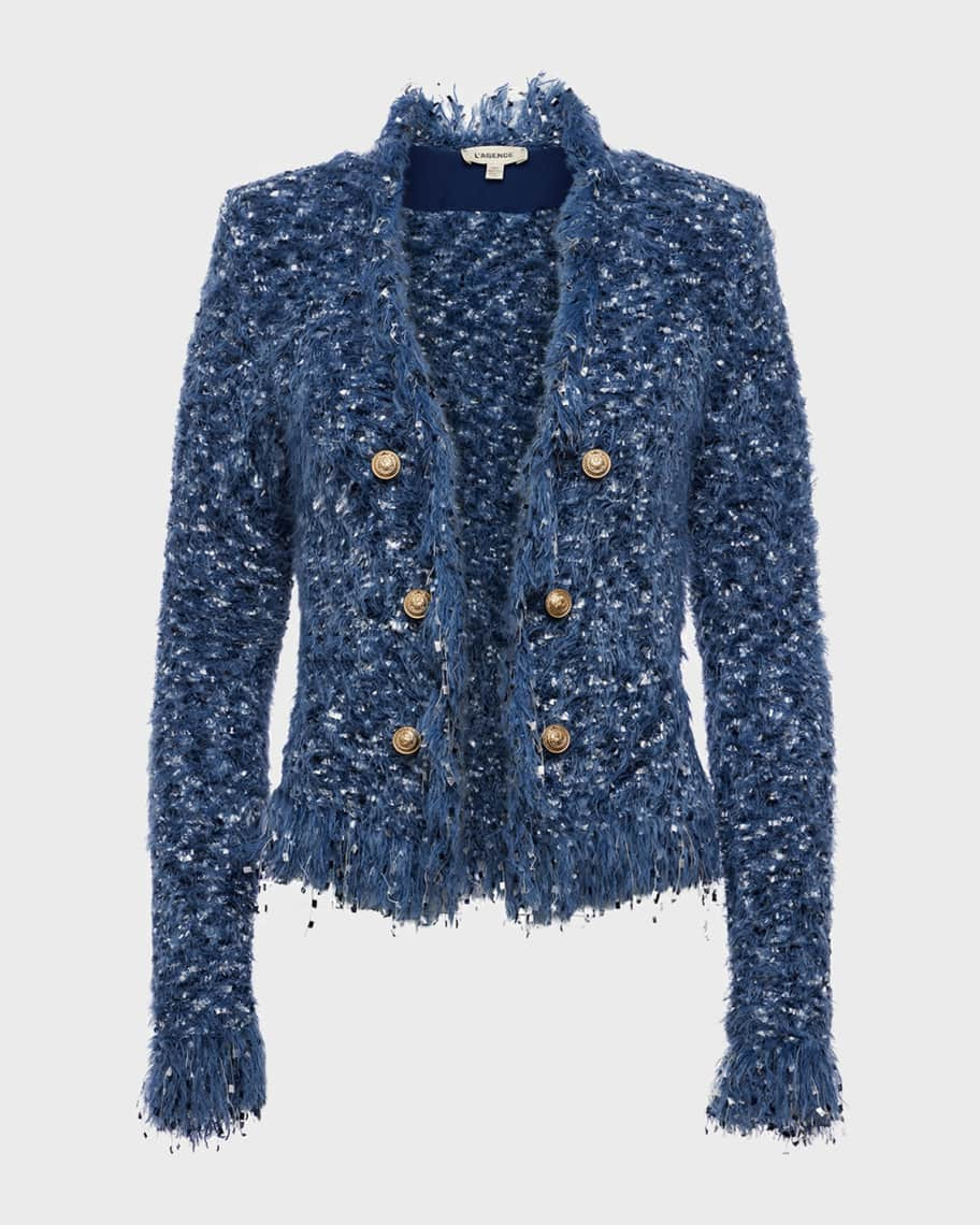L'Agence Azure Fuzzy Cardigan Blazer | Neiman Marcus