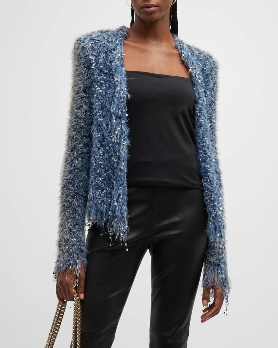 L'Agence Azure Fuzzy Cardigan Blazer | Neiman Marcus