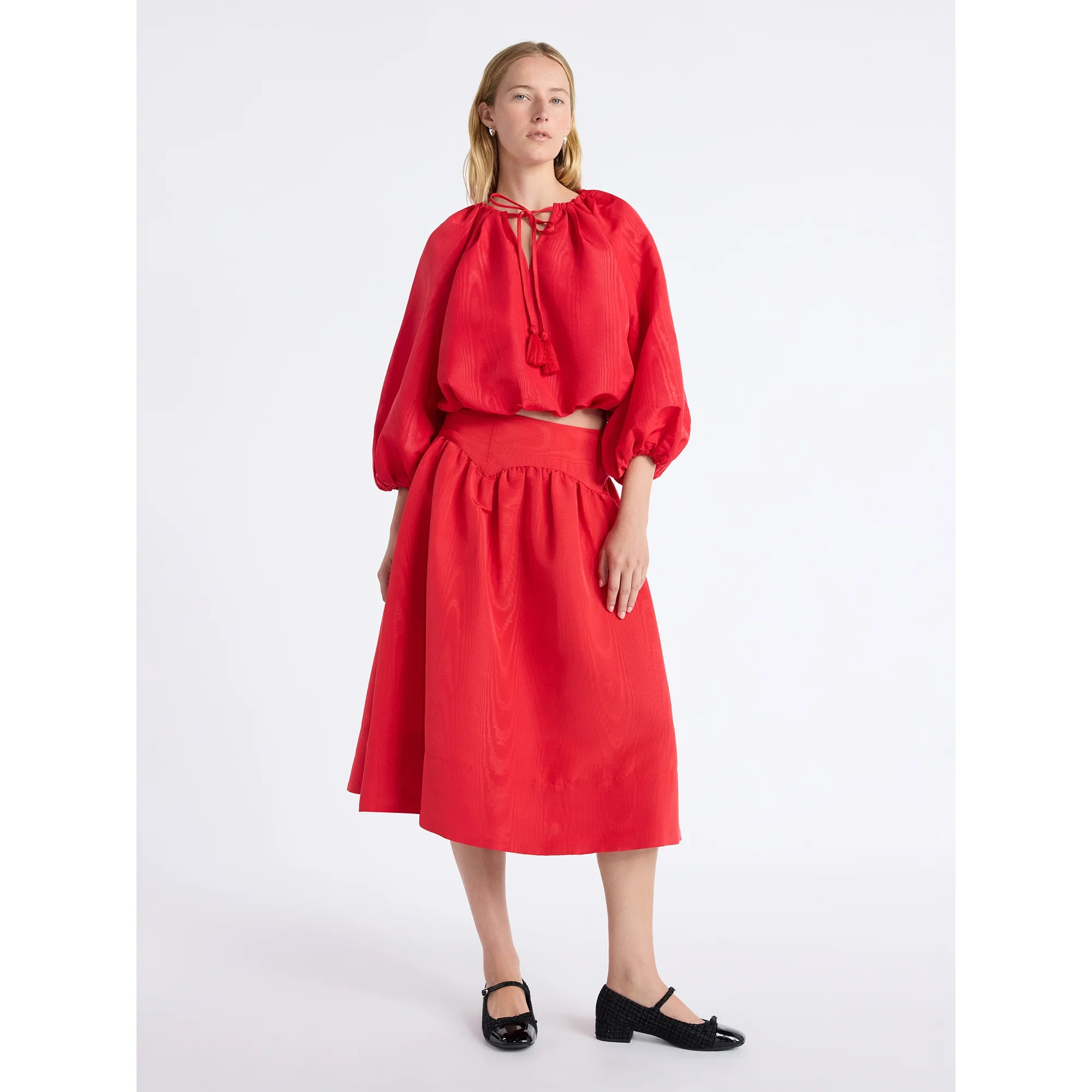 Free Assembly Women's and Women's Plus Bubble Hem Top with ¾-Length Sleeves, Sizes XS-4X | Walmart (US)