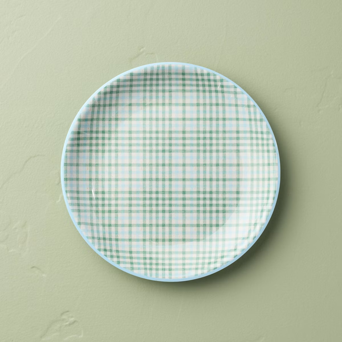 10.5" Layered Plaid Melamine Dinner Plate Green/Blue/Cream - Hearth & Hand™ with Magnolia | Target