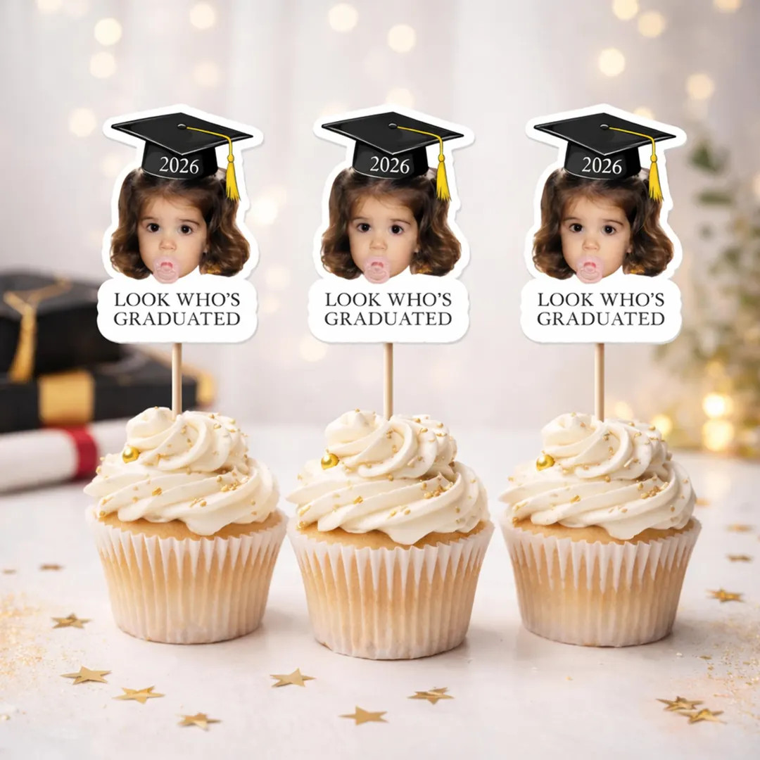 Custom Photo Graduation Cupcake Toppers, Personalized Look Who's Graduated, Funny Face Party Deco... | Etsy (Global)