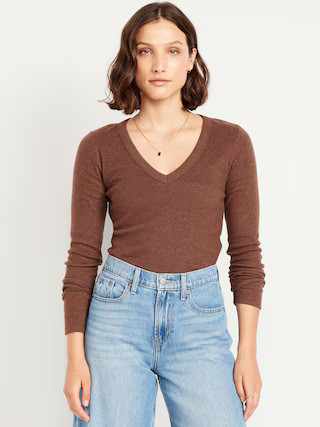 Cozy Snug Long-Sleeve V-Neck T-Shirt | Old Navy (US)