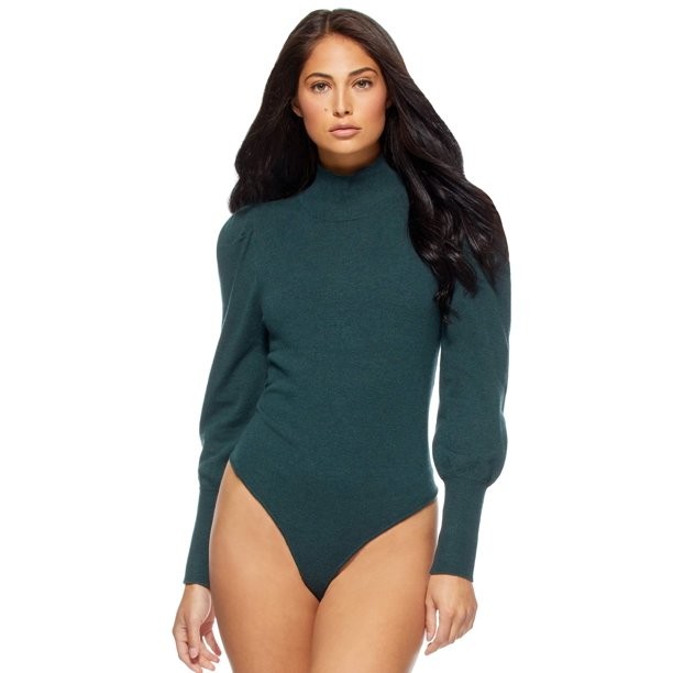 Sofia Jeans by Sofia Vergara Women's Thong Back Mockneck Sweater Bodysuit | Walmart (US)