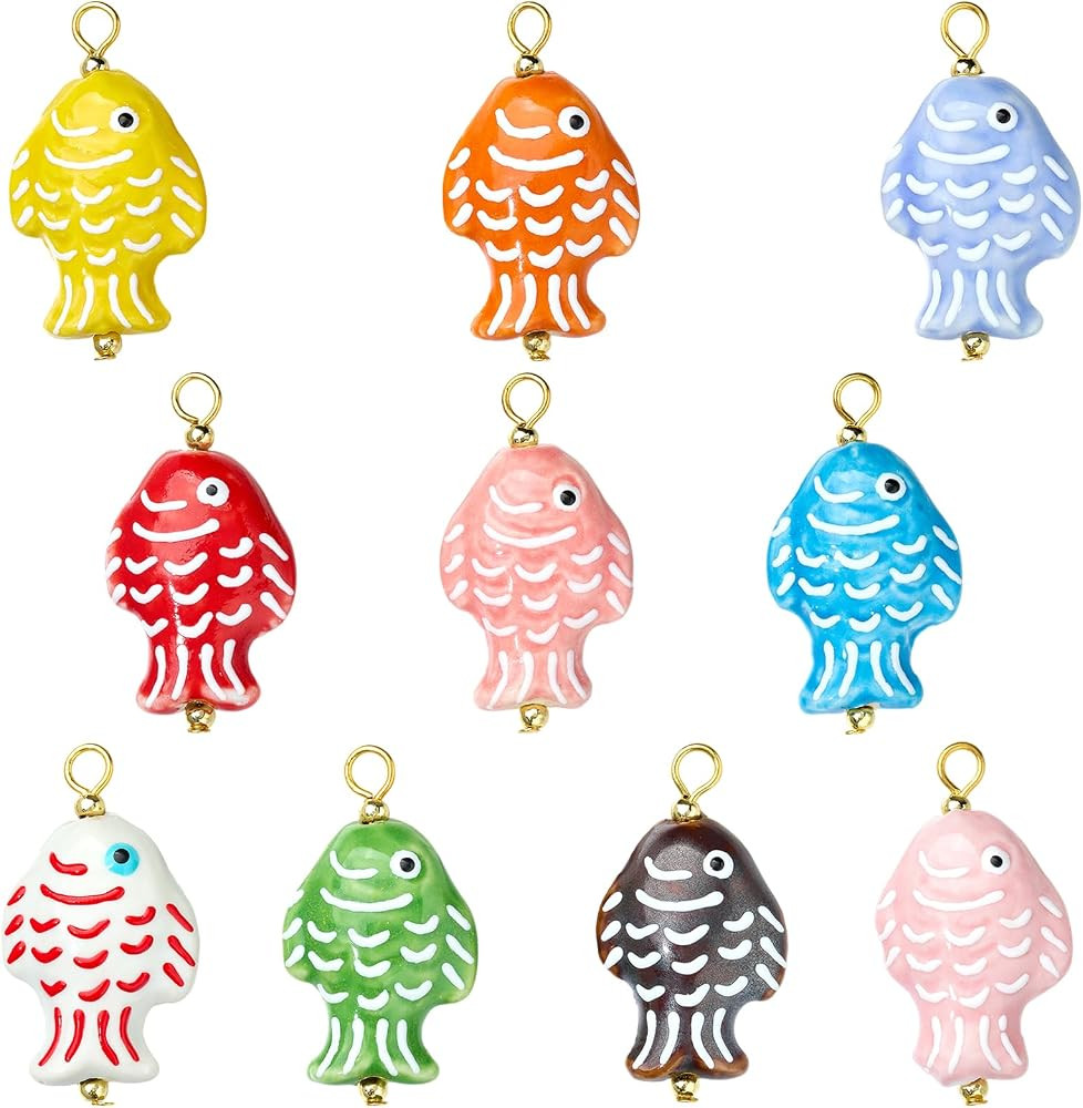 Fish Ceramic Charms for Jewelry Making Ocean Porcelain Animal Cute Charms for Bracelet Earring Ne... | Amazon (US)