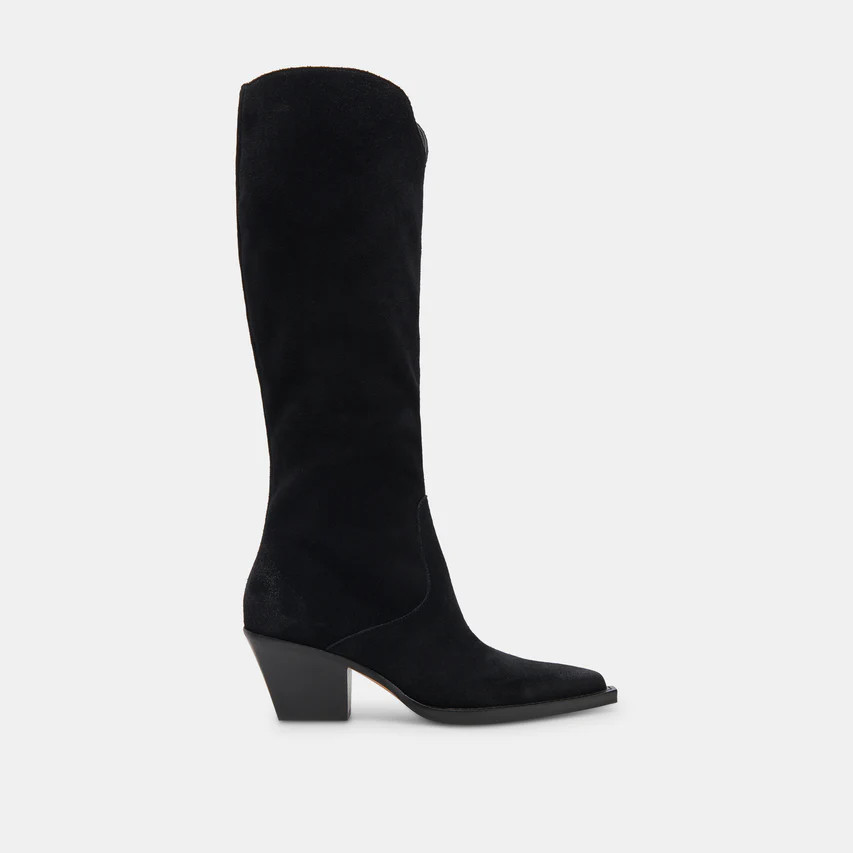 Raj Boots in Onyx Suede | Women's Onyx Suede Knee-High Boots | DolceVita.com