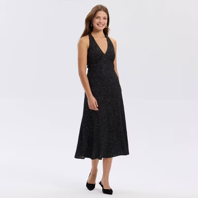 Women's Metallic Knit Plunge Midi Dress - A New Day™ | Target