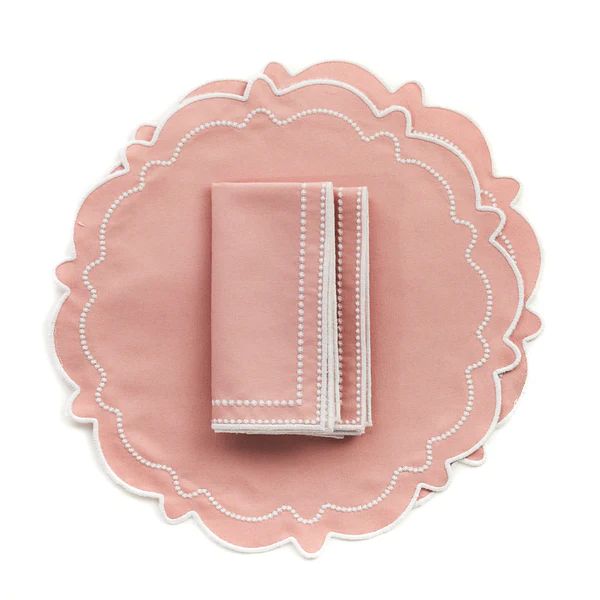 The Abigail Pink Placemat & Napkin - Set of 2 | The Avenue