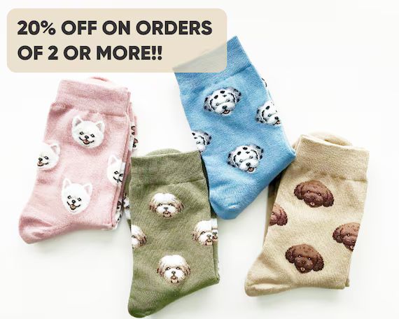 Dog Face Pattern Socks, Shih Tzu Socks, Poodle Socks, Pomeranian Socks, Dog Lover Gift, Cute Sock... | Etsy (US)