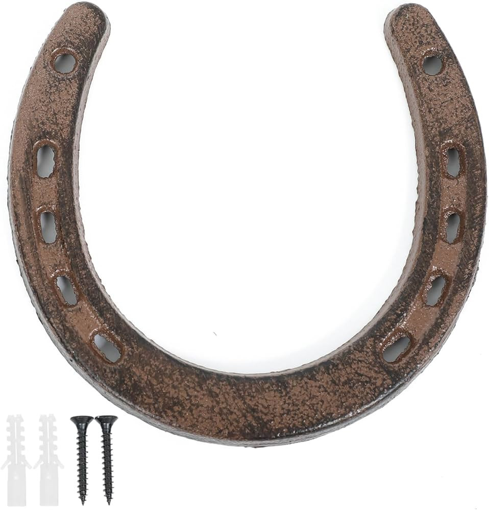 Parceria Cast Iron Horseshoe Wall Decor, Rustic Antique Metal Medium Horseshoe Cast Iron Wall Art... | Amazon (US)