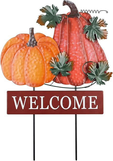 Fall Decorations for Home Outdoor, YEAHOME 22" Decorative Garden Stakes with 2 Pack Pumpkin Welco... | Amazon (US)