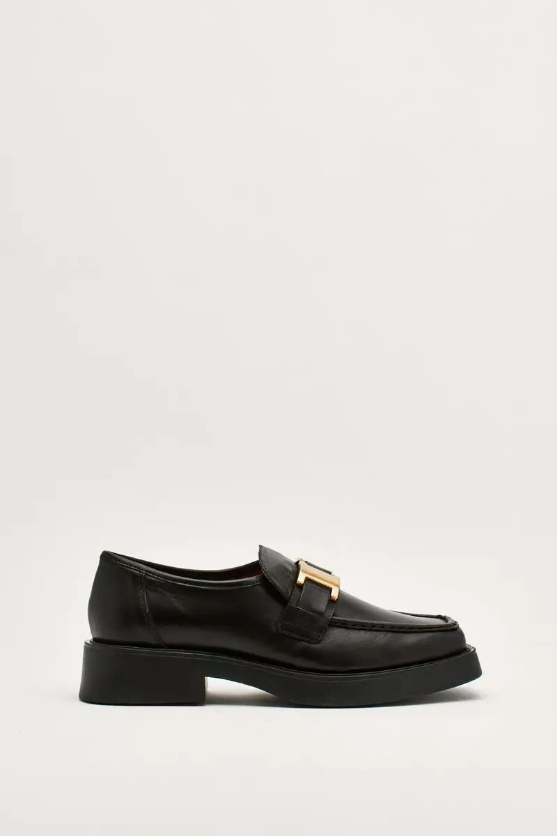 Leather Buckle Smooth Chunky Loafers | Debenhams UK