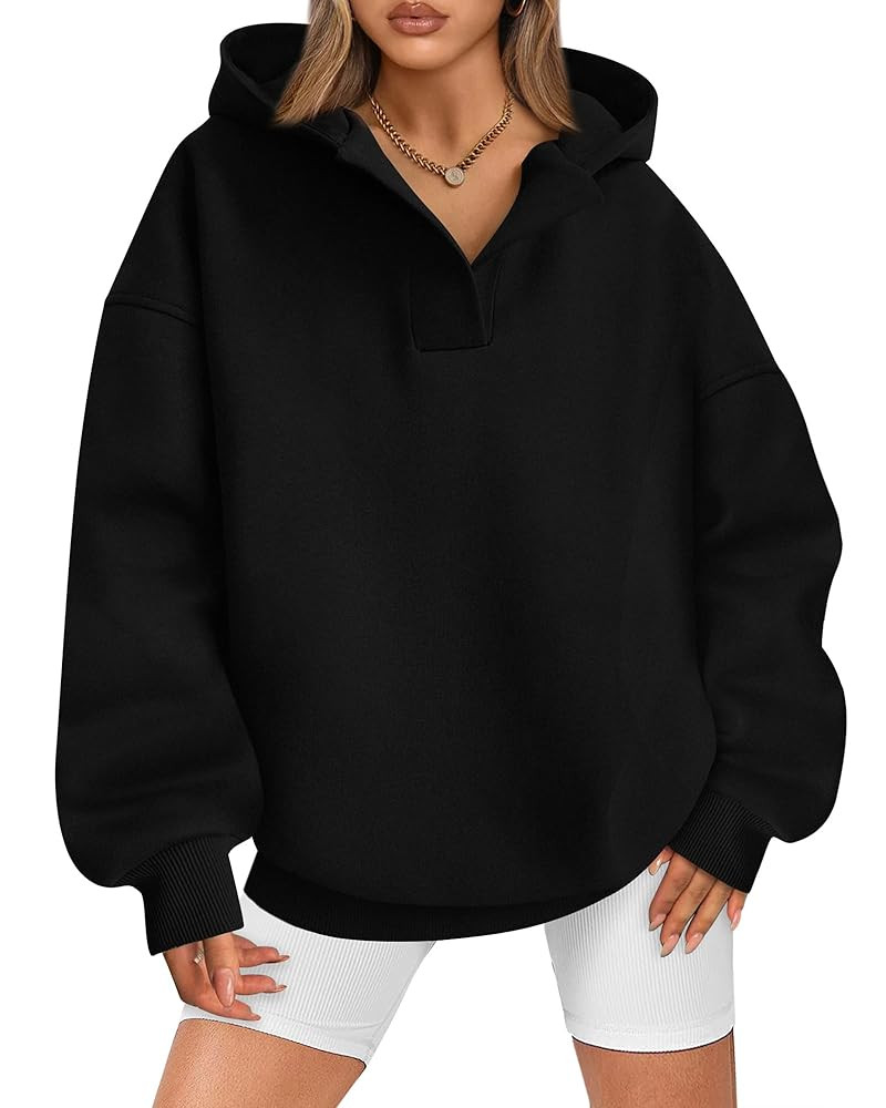 BTFBM Women's Oversized Hoodies Casual Fleece Long Sleeve V Neck Sweatshirts 2025 Trendy Fall Out... | Amazon (US)