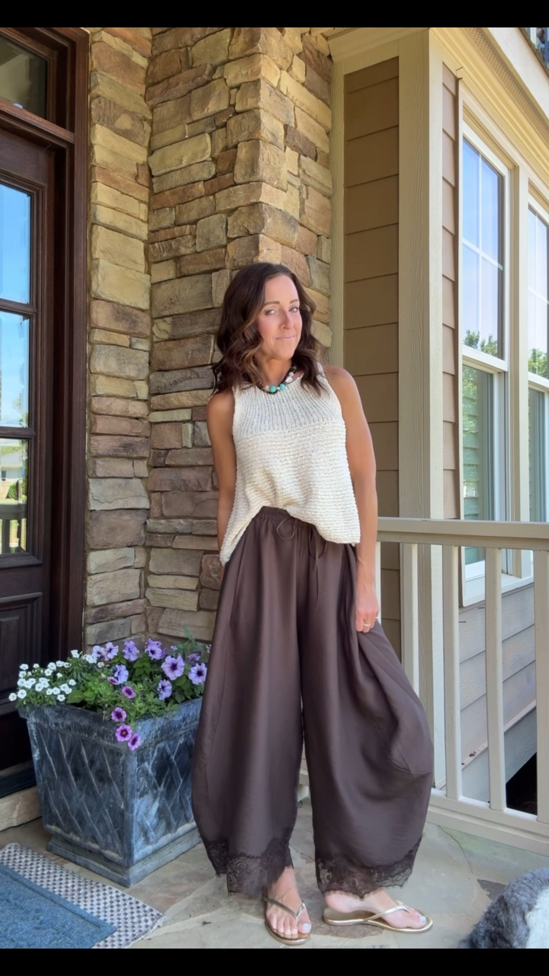 Cropped lace trim pants. Outfit of the day. What I’m wearing. 
Tank XS. Pants XS. 

#LTKootd #LTKOver40 #LTKSeasonal