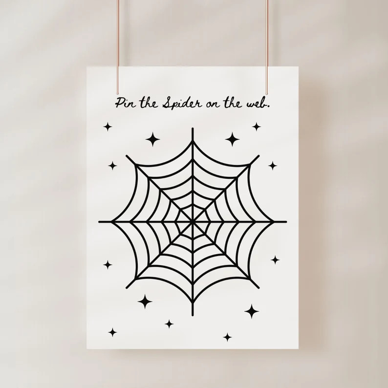 Pin the Spider on the Web Party Game Colorful Printable - Etsy Canada | Etsy (CAD)