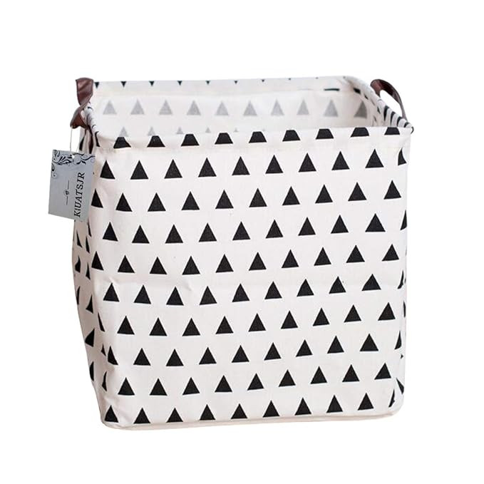 Square Canvas Toy Storage Bins Basket with Handle Collapsible Toy Organizer for Nursery Storage, ... | Amazon (US)