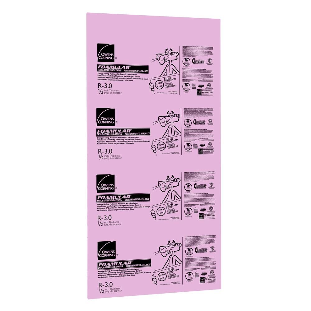 FOAMULAR 1/2 in. x 4 ft. x 8 ft. R-3 Square Edge Rigid Foam Board Insulation Sheathing | The Home Depot