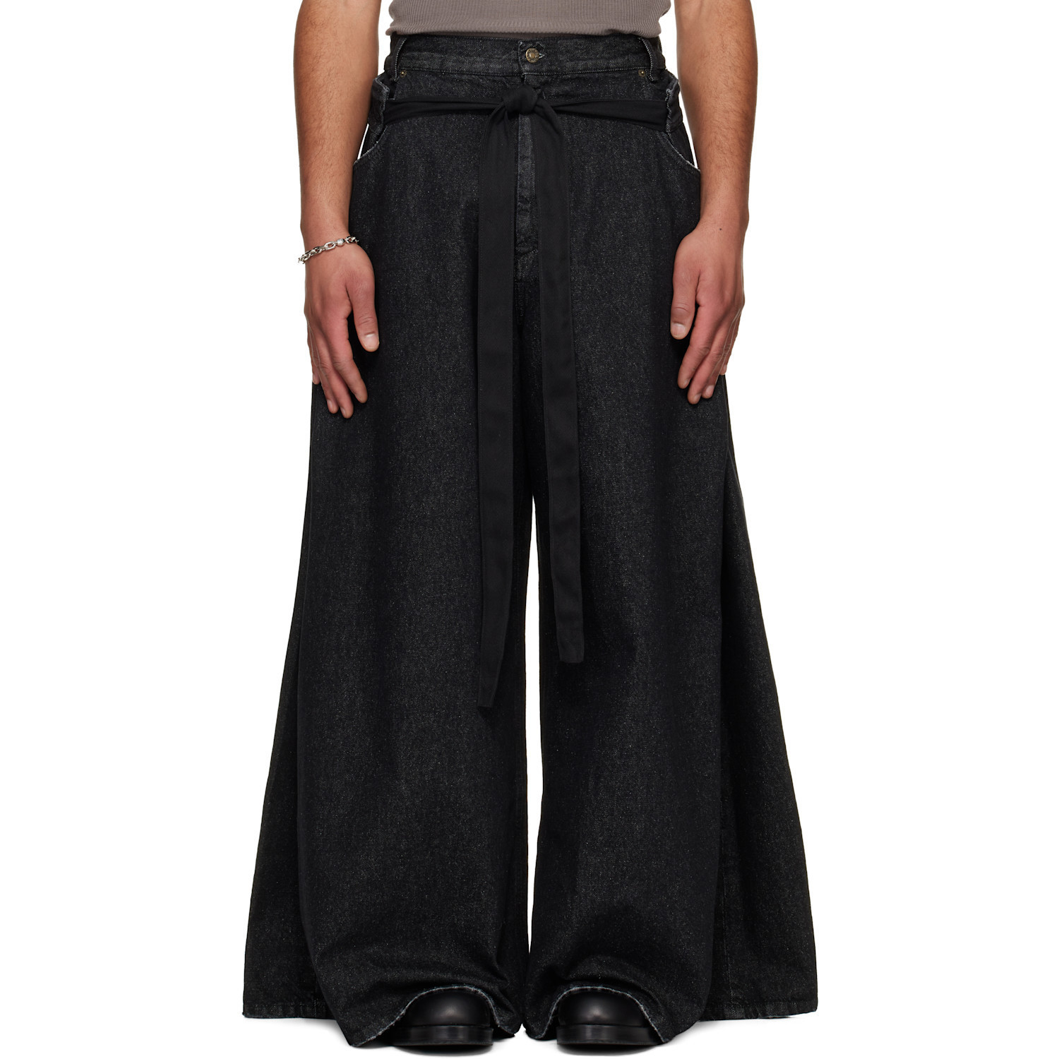 LU'U DAN Black Tie Maxi Jeans | SSENSE