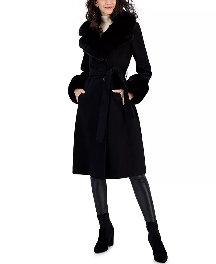 Women's Wool Blend Belted Wrap Coat | Macy's