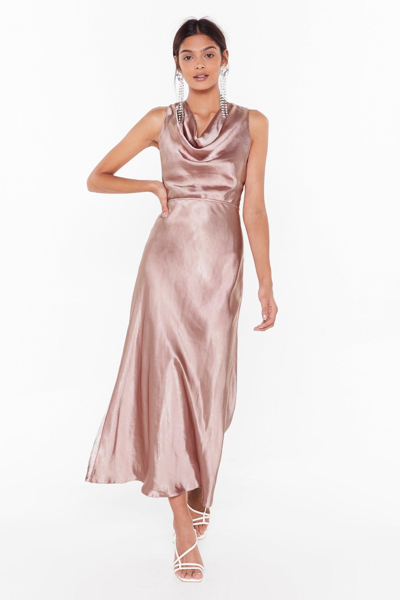 Womens Cut-Out to Party Satin Cowl Dress - Blush | NastyGal (US & CA)