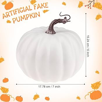 7 Inch White Artificial Pumpkin Fake Foam Lifelike Pumpkins Faux DIY Craft Halloween Fall Harvest... | Amazon (US)