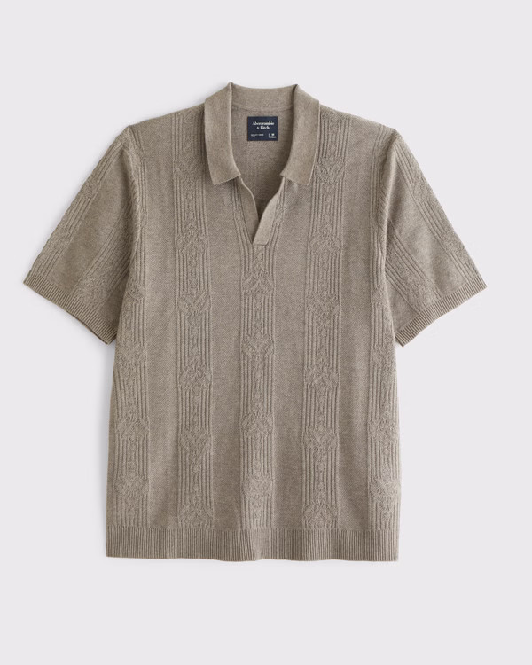 Textural Striped Johnny Collar Sweater Polo | Abercrombie & Fitch (US)