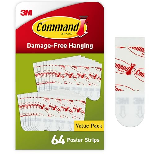 Command Poster Strips, 64 Command Strips Damage-Free Hanging Poster Hangers, No Tools Great for Christmas Decorations, White Adhesive | Amazon (US)