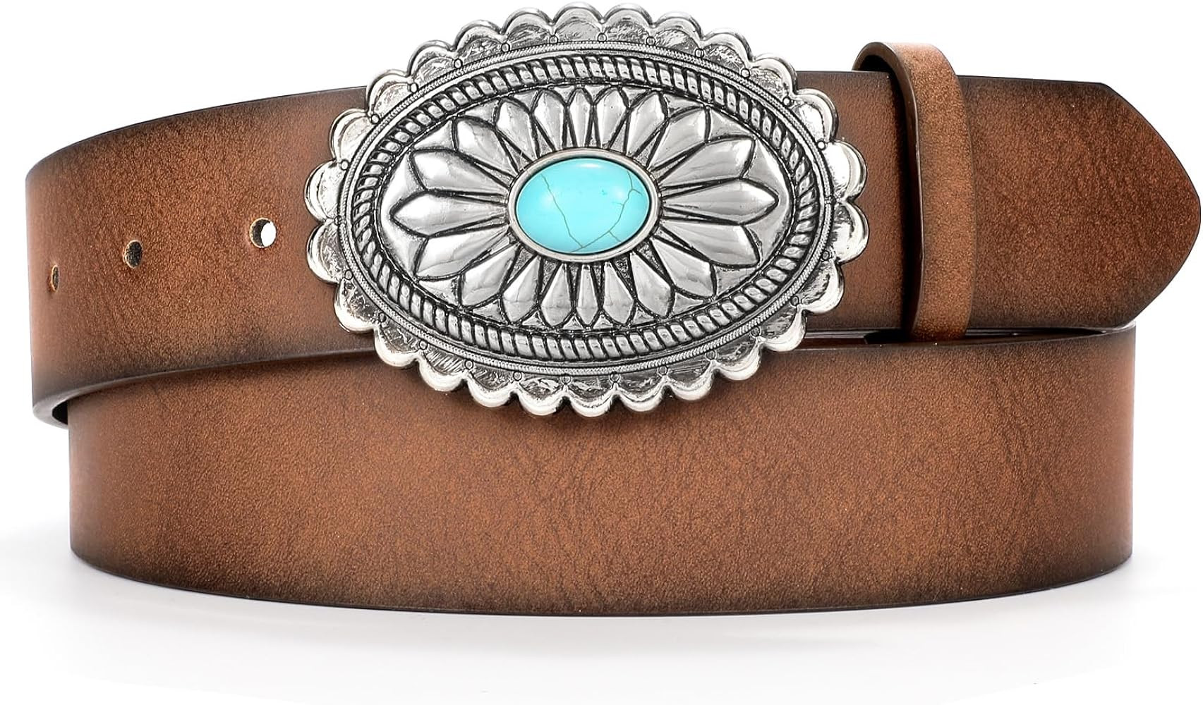 XZQTIVE Women Western Leather Belt Vintage Country Belts For Cowgirl Jeans Dresses Ladies Concho ... | Amazon (US)