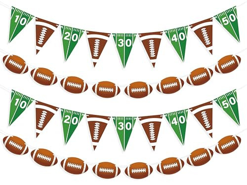 VILIFEVER 4 Pieces Football Party Decorations, Football Paper Garland with Triangle Flags Banner for Sports Theme Birthday Party Decorations Game Day Tailgate Party Supplies | Amazon (US)