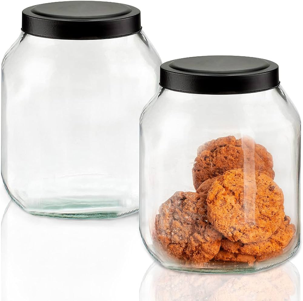 Glass Jars with Lids– Set of 2 Apothecary Jars – Glass Canisters for Sugar, Flour, Coffee –... | Amazon (US)
