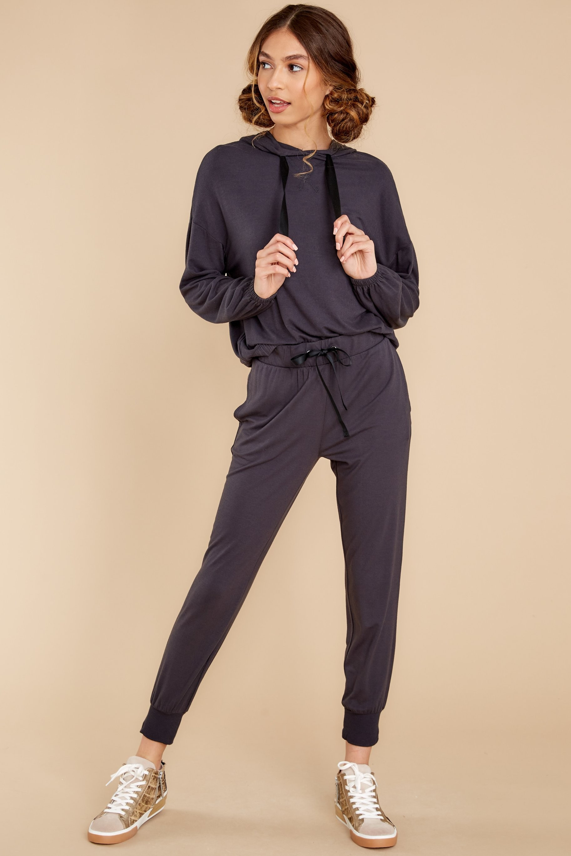 Z Supply Sonya Whisper Onyx Black Jersey Hoodie | Red Dress 