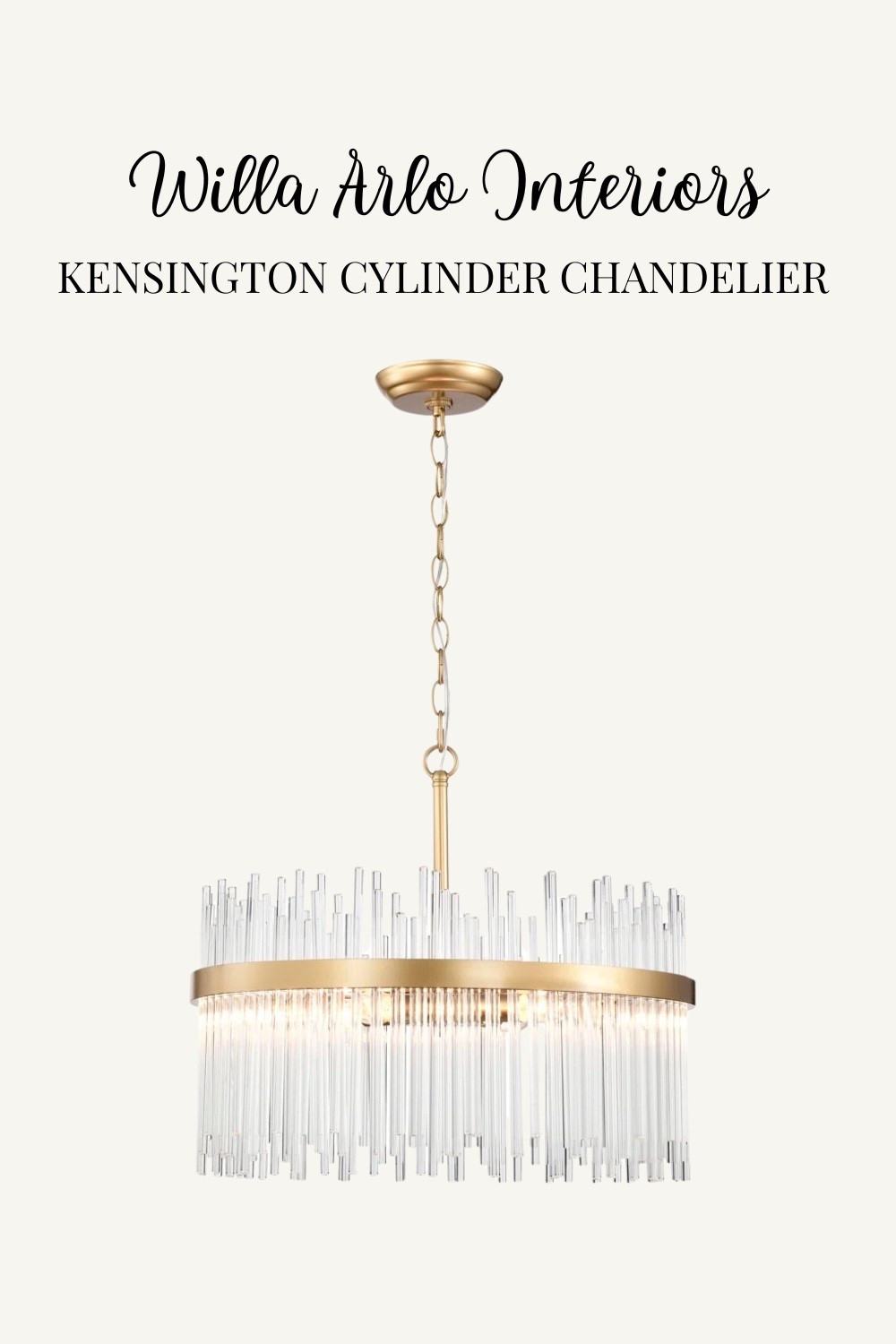 The Kensington Cylinder Chandelier by Willa Arlo Interiors brings a touch of modern elegance to any space. Its sleek design and statement-making silhouette create a beautiful focal point, adding just the right amount of sophistication and style.