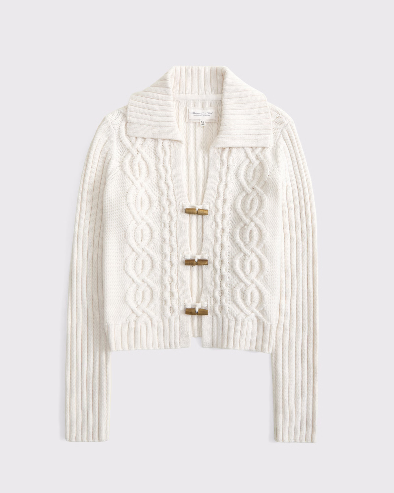 Cable-Knit Collared Cardigan | Abercrombie & Fitch (US)