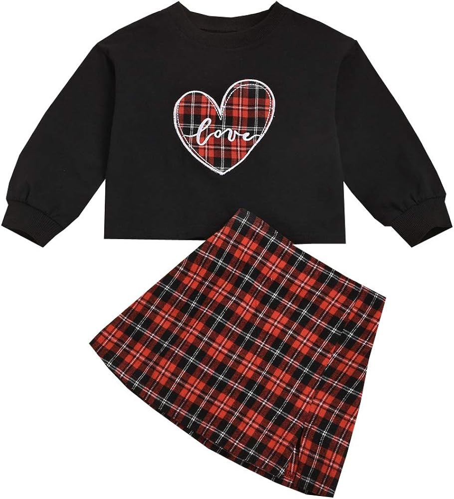 Kids Toddler Baby Girl Fall Outfits Knit Sweater Long Sleeve T-Shirt Tops A-Line Mini Skirt + Fur... | Amazon (US)