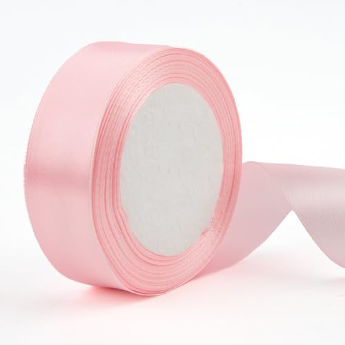 Pink Ribbon for Gift Wrapping Light Pink Satin Ribbon 1 Inch Baby Pink Christmas Ribbon for Flower Bouquet 25 Yards Wide Silk Fabric Ribbons for Crafts, Hair, Balloon, Bow, Wedding, Birthady, Sewing | Amazon (US)