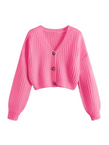 GORGLITTER Women's Cropped Cardigan Sweaters Light Weight Button Up Chunky Knit Long Sleeve Trend... | Amazon (US)