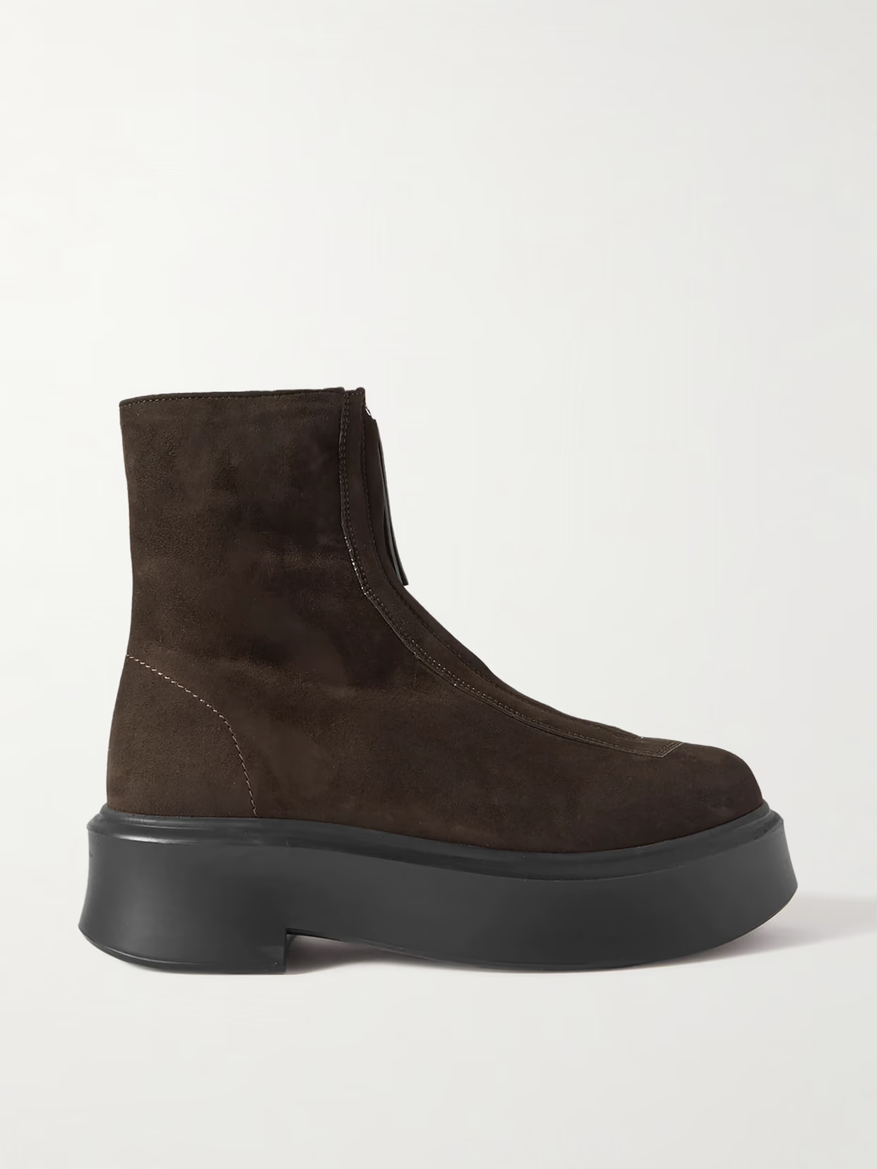 The Row - Suede Platform Ankle Boots - Brown | NET-A-PORTER (UK & EU)