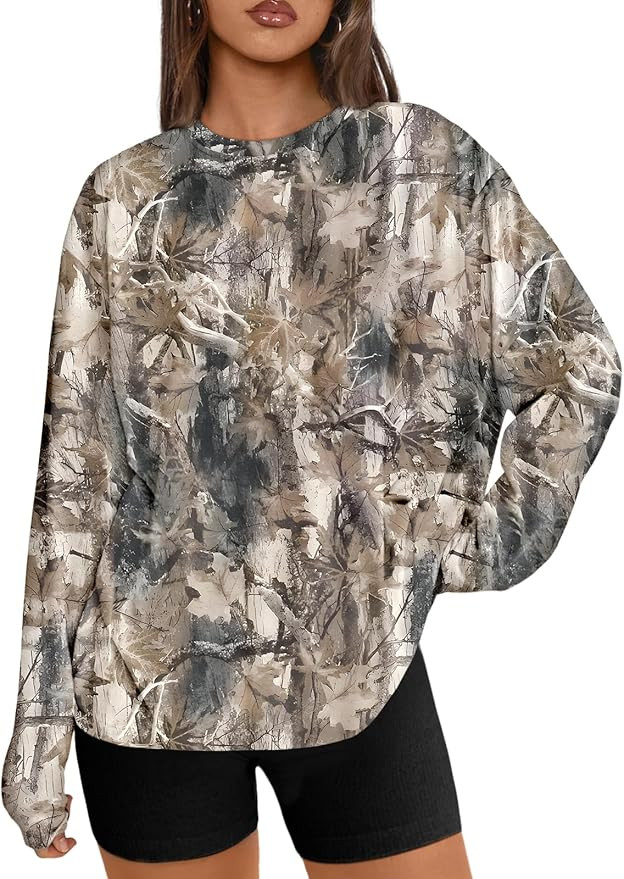 Trendy Queen Womens Oversized Long Sleeve T Shirts 2025 Basic Crewneck Tee Fall Tops Casual Worko... | Amazon (US)